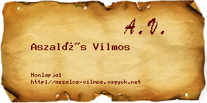 Aszalós Vilmos névjegykártya